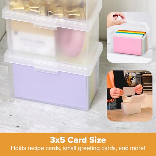 Bostitch Konnect Storage Containers with Lids, Office Organizer, Clear Plastic Box, Stackable for Index Cards, Labels, 1 Qt - size: Single