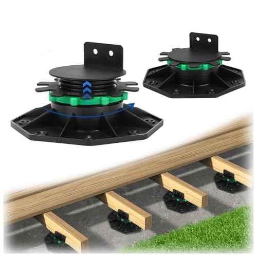 24Pack Upgraded Adjustable Deck Support Pedestal Paver Raising from 1-9/16" to 2-3/8", with Fastener Ring for Maximum Stability, Deck Foundation Base Support Flooring Joist Supports, Black