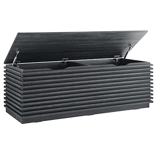 Modway Render 47" Wood Grain Storage Bench in Charcoal - color: Charcoal