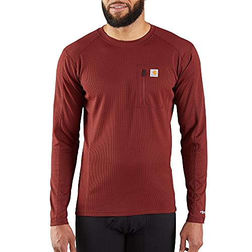 Carhartt Base Layer Men's Size Force Midweight Tech Thermal Base Layer Long Sleeve Shirt, Fired Brick, Large Tall