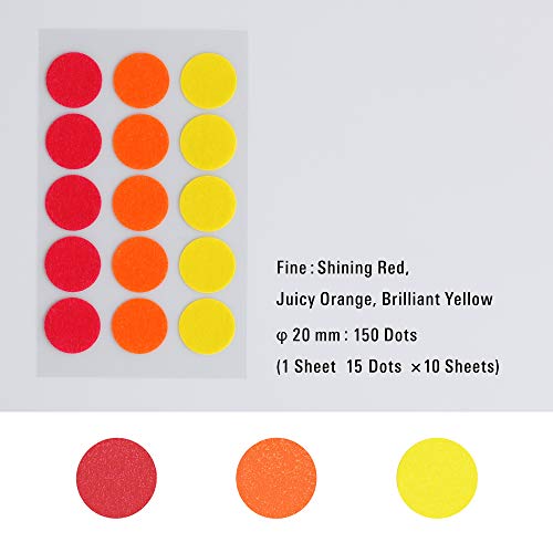 Stalogy S2220 S2 Masking Tape Patches: 0.8" diameter / 15 dots per sheet / 10 sheets per pack / 20mm wide, Shuffle Fine