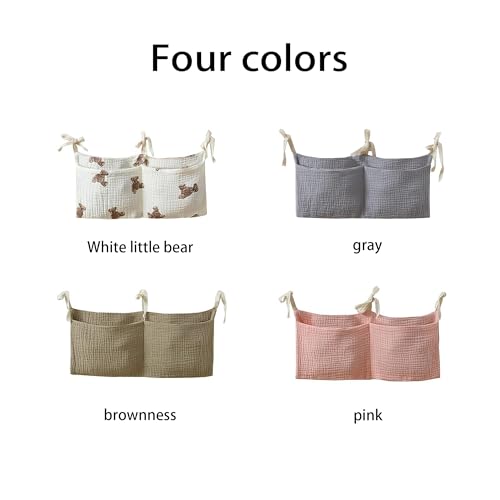 Bedside hanging bag for storing baby milk bottles and blankets - Baby diaper folding bed organizer bag - Pink - color: pink