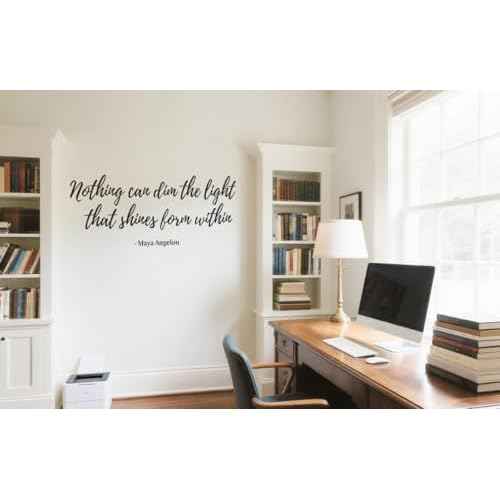 Inspirational Maya Quotes Wall Sticker,Nothing Can Dim The Light That Shines from Within¡¯ Motivation Words Vinyl DIY Removable Wall Decals for Classroom College Home