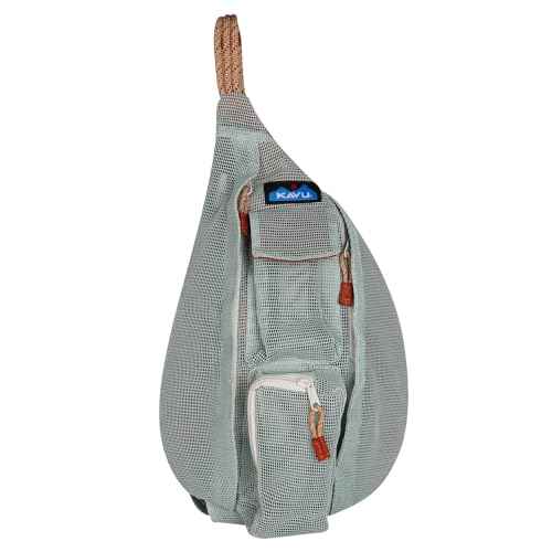 KAVU Mini Beach Rope Bag Mesh Crossbody Sling Backpack - Cool Aqua