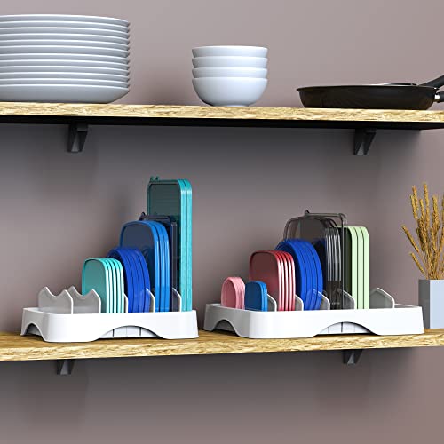 Simple Houseware Food Container Lid Organizer, Adjustable Dividers Lids Storage, 10''x8'', White - size: Small - 10.6'' x 8.3''