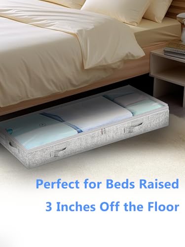 Low Profile Under Bed Storage, 3-Inch High Foldable Underbed Storage Bins with Lid & Zipper, No Structure, Super Slim Clothes Organizer for Crib Dorm Couch Low Bed, 8-Pack, Clear Top - size: 8 Pcs