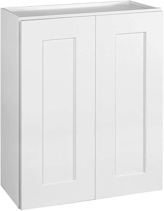 Design House Brookings Shaker Fully Assembled Wall Kitchen Cabinet W2430, 24 W x 12 D x 30 H, Painted White, Solid Wood, Design House, 613521
