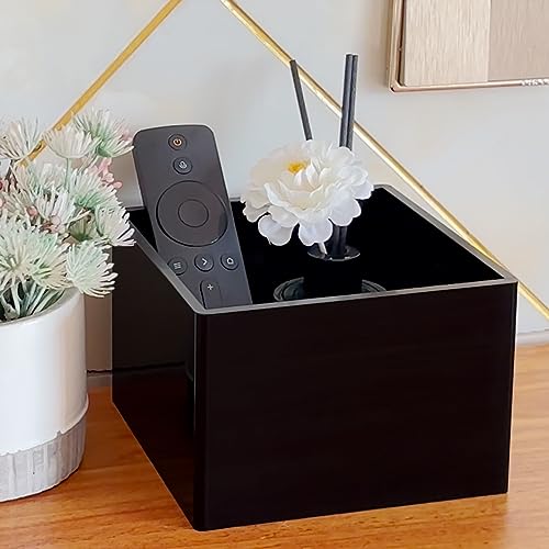 Remote Control Holder, TV Remote Organizer Caddy for Table, Acrylic Remote Storage Box, Black