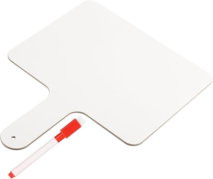 PATIKIL Dry Erase Answer Paddle, 10" x 8" Double Sided Handheld Whiteboard Wooden Auction Paddles for Writing Practice at Home Office Study, White