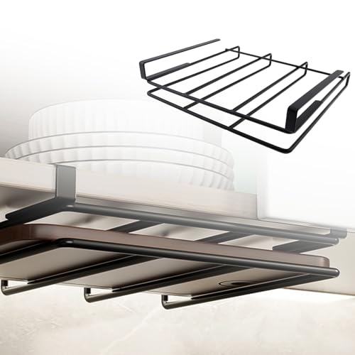 Chopping Board Rack Under Cabinet for Shelves with Board Thickness Less Than 27mm/1.06 inch, Cabinet Thickness Less Than 1.3 inches (34mm), No-Hole Multifunctional Chopping Board Rack