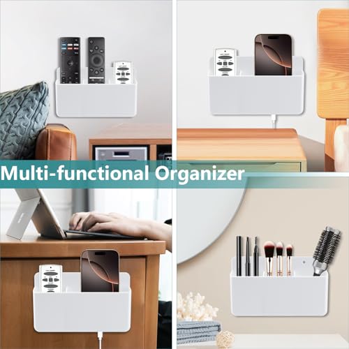 3 Slot Adjustable Remote Control Holder Wall Mount, TV Remote Holder, Self Adhesive Controller Holder, Wall Pen Holder Storage Accessories for Home Office School (White 1Pack) - color: White&1pcs