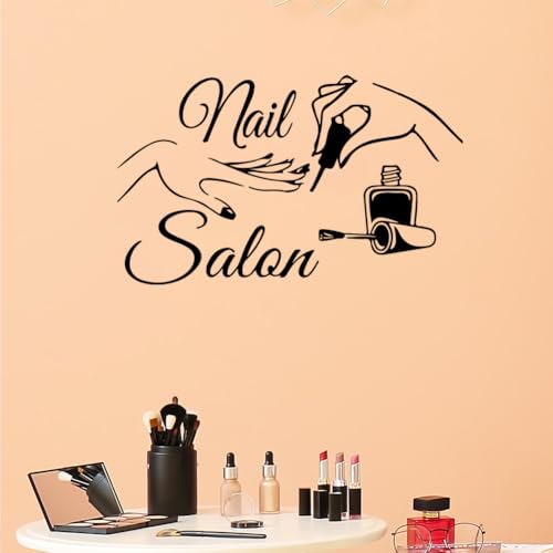 Lchen Nail Salon Wall Decal, Nail Polish Wall Sticker Removable Art Shop Store Decoration