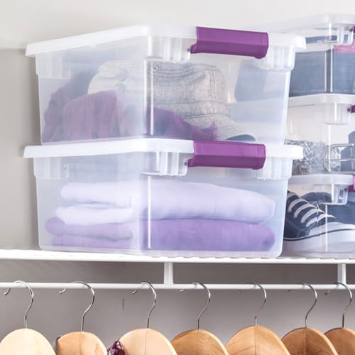 Sterilite 12-Pack ClearView Latch Box, Stackable Organizer Bins with Lids, 15 Quart - Clear Plastic Organization Containers for Closet, Bedroom, Shelving Units and Home or Office Storage - size: 12 Pack, style: 15 Quart