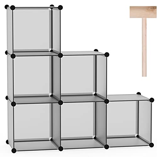 C&AHOME Cube Storage Organizer, 6-Cube Shelves Units, Closet Cabinet, DIY Plastic Modular Book Shelf, Ideal for Bedroom, Living Room, Office, 36.6" L x 12.4" W x 36.6" H Grey UPCS06G - color: Grey