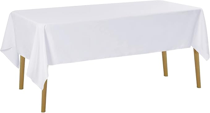 6 Pack White Tablecloth 60 x 120 Inch Table Cloth for 8 Foot Rectangle Tables, Wrinkle Resistant Washable Polyester Fabric Table Covers for Party, Wedding,Dining,and Banquet