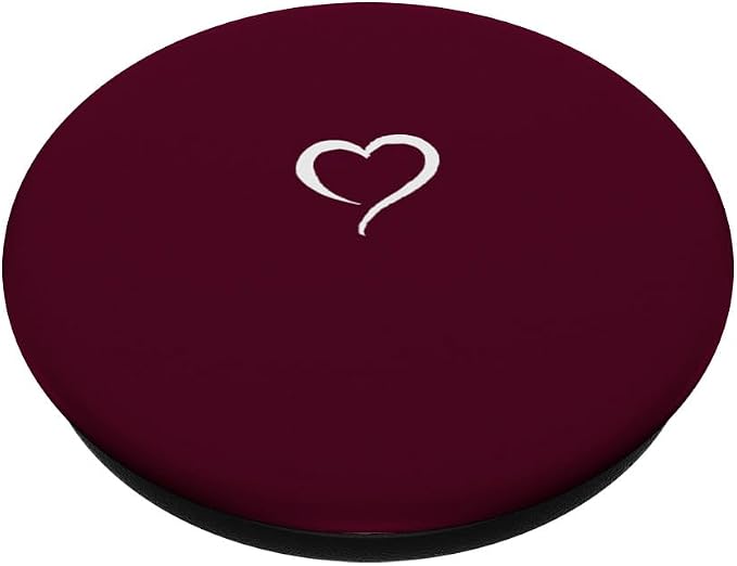 Burgundy Dark Wine Red Hand Drawn Heart Minimalist Love PopSockets Adhesive PopGrip