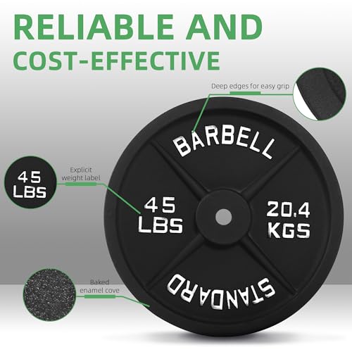 Fitvids 1-Inch Standard Cast Iron Weight Plate for Strength Training & Weightlifting, Multiple Sizes