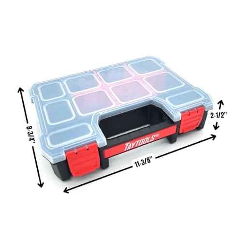 Taytools 10 Compartment Small Parts Organizer Box - Dual Latch Portable Tool Box with Removeable Dividers for Storing Hardware, Screws, Bolts, Nails, Beads or Jewely (Pack of 2)