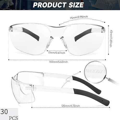 Safety Glasses for Men Women ANSI Z87.1 Safety Glasses Bulk Protective Eyewear Scratch-Resistant