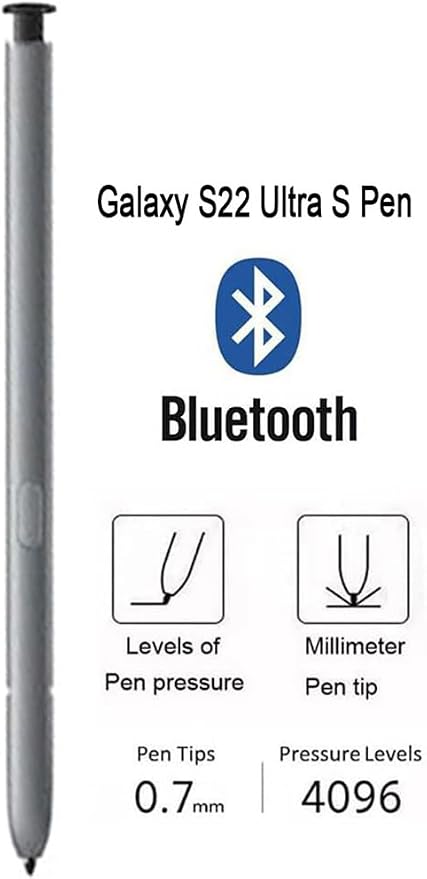 Galaxy S22 Ultra S Pen WithBluetooth Replacement for Samsung Galaxy S22 Ultra 5G Touch Stylus Pen S22 S Pen Replacement + Tips/Nibs (Black)