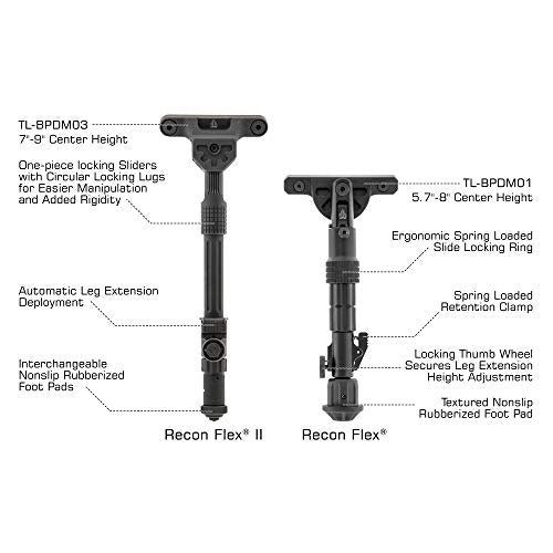 UTG Recon Flex II Bipod, Matte Black, Cent. 7"-9"