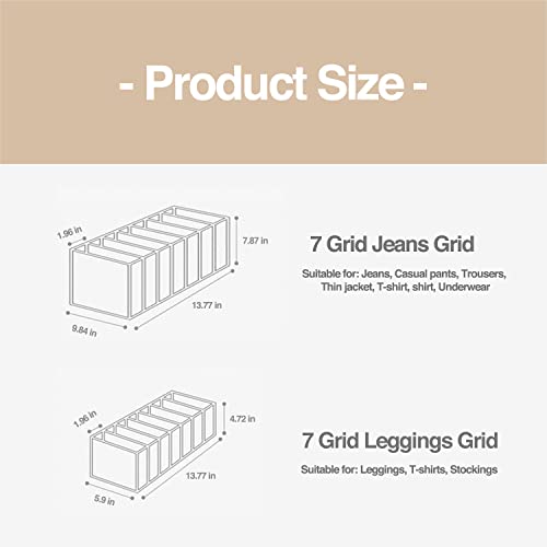 Wardrobe Clothes Organizer 7 Grids Portable Closet Organizer Mesh Separation Storage Box Foldable Closet Drawer Organizer for Underwear Socks Scarves Leggings (Grey, 3 Leggings Grid) - size: 3 Leggings Grid