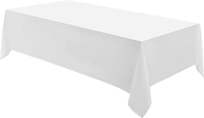 Rectangle Tablecloths 60x120 Inch 1 Pack White Tablecloth for 6ft Washable Decorative Linen Polyester Table Cloths for 8ft Dining Table Banquets Buffet Parties and Wedding