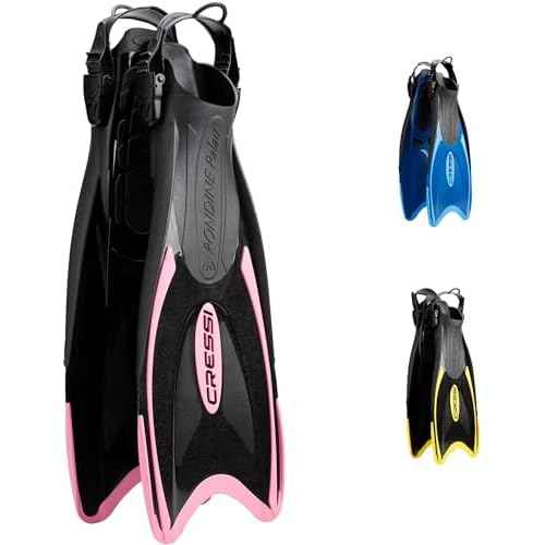 Cressi Snorkeling Adjustable Fins for All Family - Long Blade Versatile Open Heel Flippers | Palau: Made in Italy