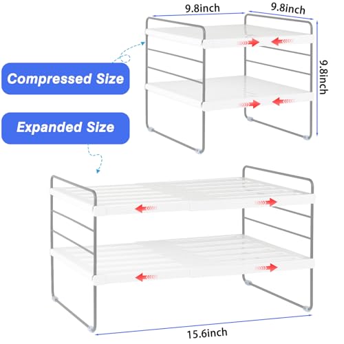 Cirhy Pantry Organizers and Storage,3 Tiers Expandable Foil and Plastic Wrap Organizer, Adjustable Kitchen Cabinet Shelf Organizer, Shelves Storage Rack for Cabinet Countertop (9.8" To 15.6" L) 2PCS - style: Foil and Wrap Organizer-2pcs