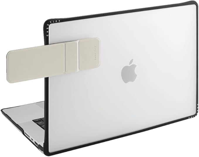 CASETiFY Snappy Laptop Phone Mount [Compatible with Magsafe] - Bibo Bichon Cherry with Bow - Black/Beige