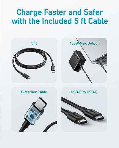 Anker Docking Station for Steam Deck/ROG Ally 6-in-1 Steam Deck Dock USB C Hub with HDMI 4K@60Hz 1Gbps Ethernet &amp Mac Book Pro Charger 100W USB C Charger Anker Compact and Foldable Fast Charg