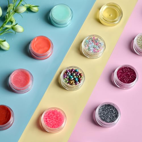 50 Pack 5 Gram 0.17OZ Clear Plastic Containers with White Lids, Small Round Cosmetic Jars Makeup Travel Containers Jar for Cream, Bead, Eye Shadow, Samples, Lotions, Powders, Glitters Lip Gloss - color: White Lid, size: 0.17 Ounce