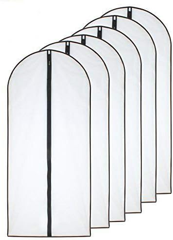 Hanging Garment Bag (Set of 6) Black Side Breathable Dress Bags for Hanging Clothes Cloth Cover for Closet Clear Full Zipper Bags for Coat Clothes Storage (24'' x 54'', Black)