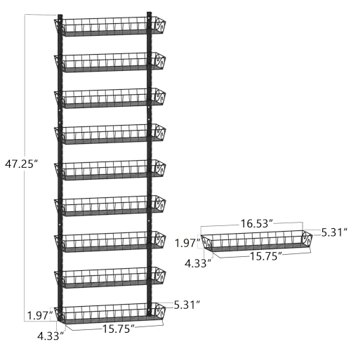 SWOMMOLY Adjustable Wall Mount Spice Rack, 9-Tier Dual-use (Multi-use) Organizer, Black - color: Black, size: 9-Tier