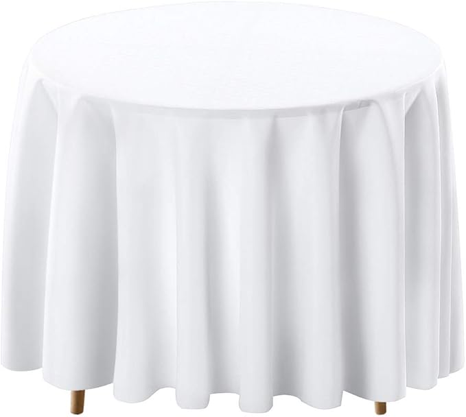 Surmente White Tablecloth for Round Tables, 70-inch Round Table Cloths for Weddings, Banquets, or Restaurants