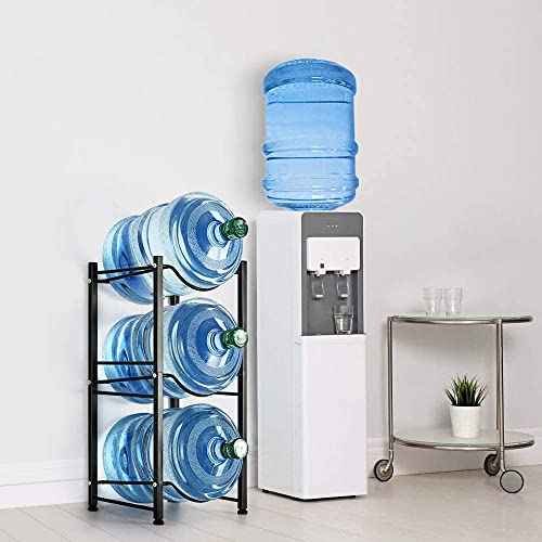 LIANTRAL 5 Gallon Water Bottle Rack - Detachable Heavy Duty 3-Tier Stand for Home, Office (Black)
