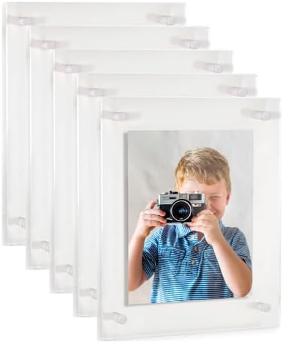 ArtToFrames 14x17 Inch Double Panel Floating Acrylic Picture Frame (Full Frame is 18x21) comes with White Standoff Hardware, Made in the USA, 5 Pack