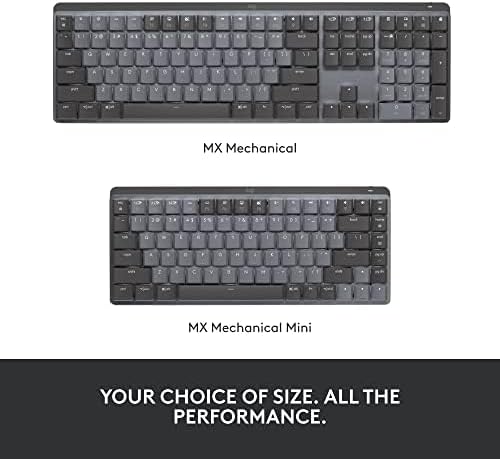 Logitech MX Mechanical Wireless Illuminated Performance Keyboard, Clicky Switches, Backlit Keys, Bluetooth, USB-C, macOS, Windows, Linux, iOS, Android, Metal