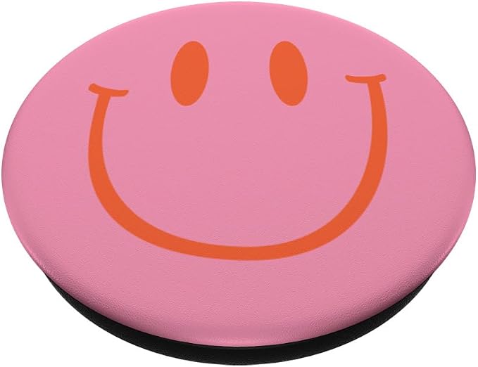 Pink Happy Face Smile Vintage Distressed PopSockets Adhesive PopGrip