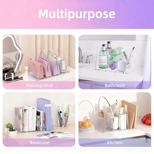ANTOWIN 2 Pack Clear Purse Organizers for Closet, Adjustable Shelf Divider, Handbag Separators Storage Organizer, Shelf Divider in Bedroom, Office, Kitchen - size: Peak shape