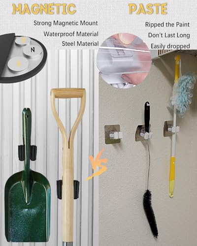 Magnetic Mop and Broom Holder, Broom Gripper Stainless Steel Mop Hanger Magnetic Broom Holder for Refrigerator, RV Camper Wall Organizer, Garage Kitchen Laundry Tools Organizer - 2 Pack/Gray… - size: 2 pack-Grey