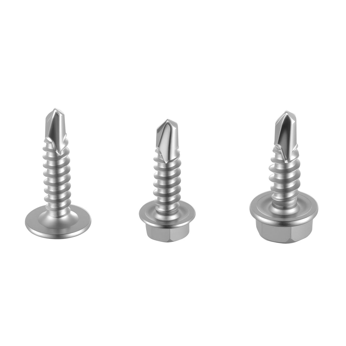 420 PCS Self Drilling Screws, Stainless Steel #8 #10 Sheet Metal Screw Assortment Kit for Metal and Wood, Phillips Truss Head & Hex Head Self Tapping Screws, Length 1/2 Inch to 2 Inch, Silver