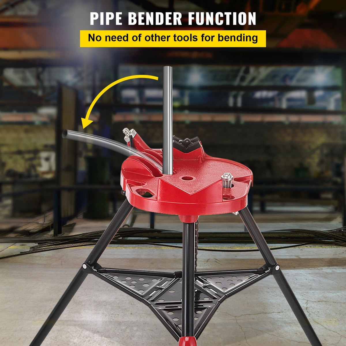 460-6 Tripod Pipe Chain Vise 1/8\"-6\" Capacity,Pipe Stand Portable Foldable Steel Legs,Pipe Jack Stands with Tool Tray, Tripod Stand Chain Vise Ideal for a Variety of Pipe Materials