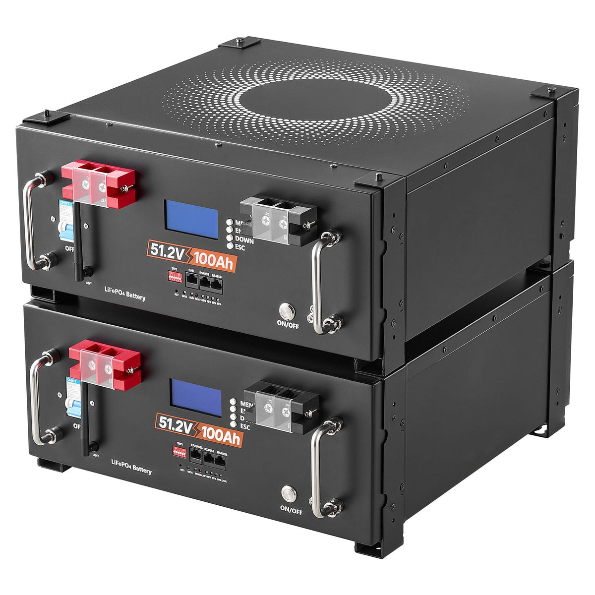 48V 100Ah LiFePO4 Lithium Battery, Built-in 100A BMS, 51.2V Server Rack LiFePO4 Battery with Bluetooth & Display, 5120Wh Capacity, 6000 Cycles, for Solar Energy Storage Home Backup Power, 2 Pack