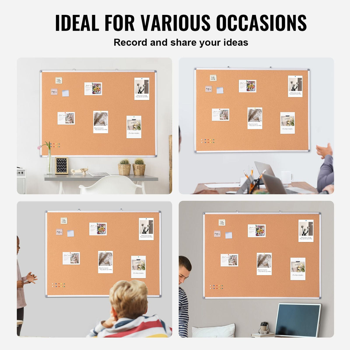 48"x36" Large Cork Board – Wall-Mounted Bulletin Board with Pin Board – Perfect for School, Home, Office