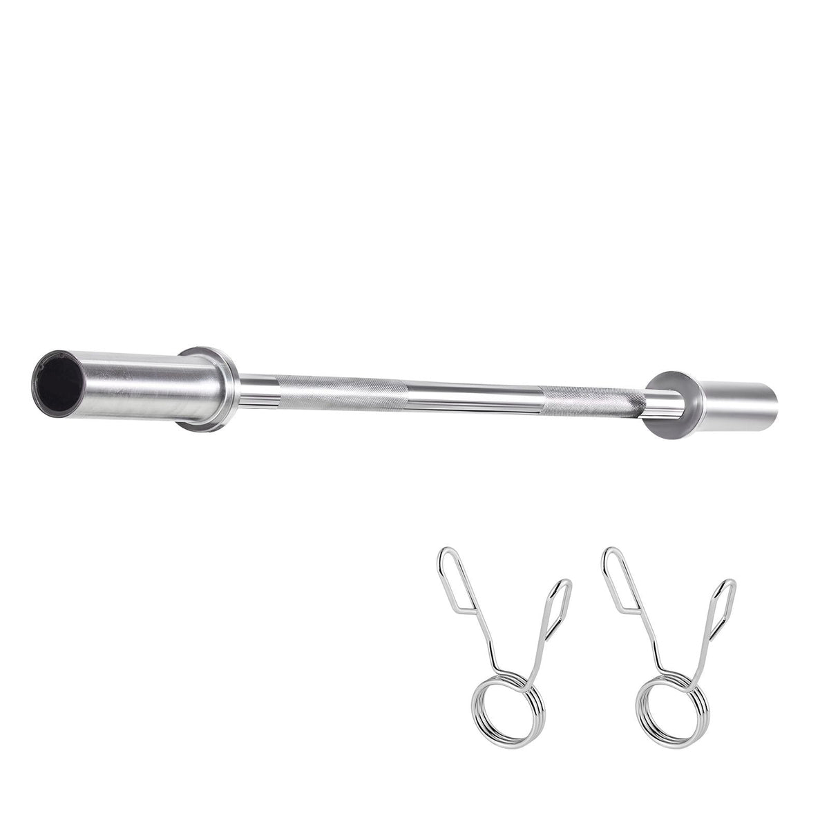 4FT Barbell Bar, Fits 2-Inch Weight Plates, Chrome Plated Barbell Bar with Knurled Grip for Strength Training, Weightlifting, Squat, Deadlift, Bench Press, Curl, Overhead Press, 500lbs Capacity