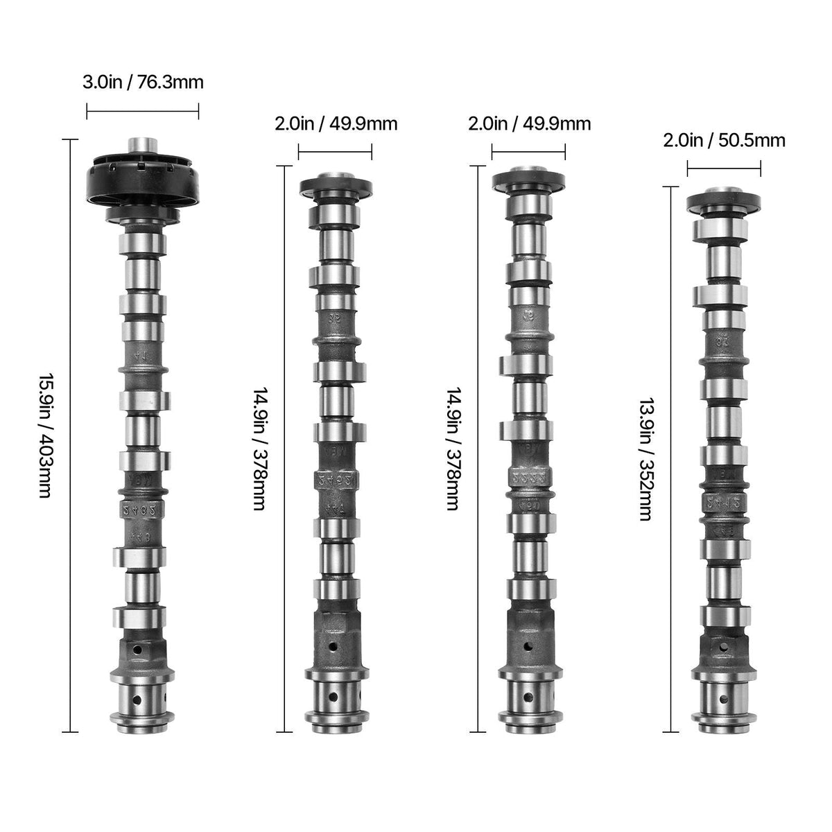 4Pcs Engine Camshaft Set, 05184378AF 05184377AF 05184379AF 05184380A, Fit 2011-2015 Dodge Durango, 2012-2016 Jeep Wrangler, 2014-2016 RAM Promaster 1500/2500/3500, 3.6L