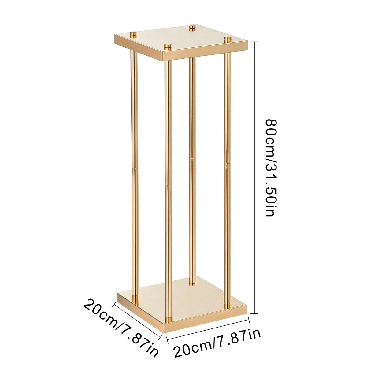 4PCS Gold Metal Column Wedding Flower Stand, 31.5inch High With Metal Laminate, Vase Geometric Centerpiece Stands, Cylindrical Floral Display Rack for Events Reception, Party Road Leads