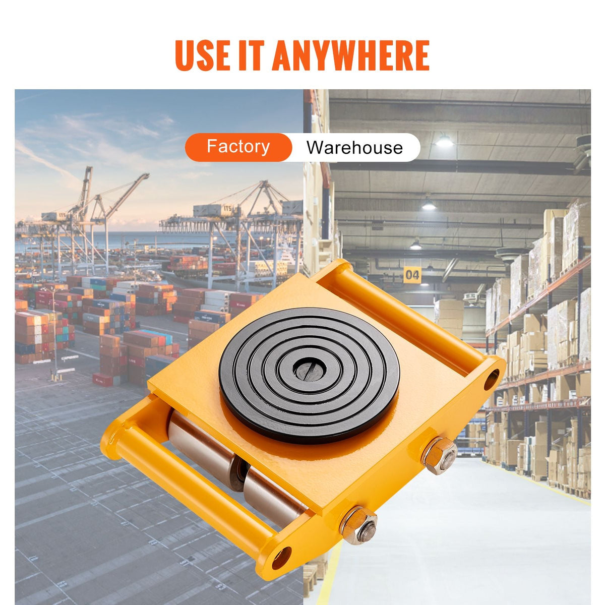 4PCS Machinery Skate Dolly, 26455LBS/12T Industrial Machinery Mover, Heavy Duty Carbon Steel Machinery Moving Skate & 4 Carbon Steel Wheels and 360° Rotation Non-slip Cap for Warehouse, Factory