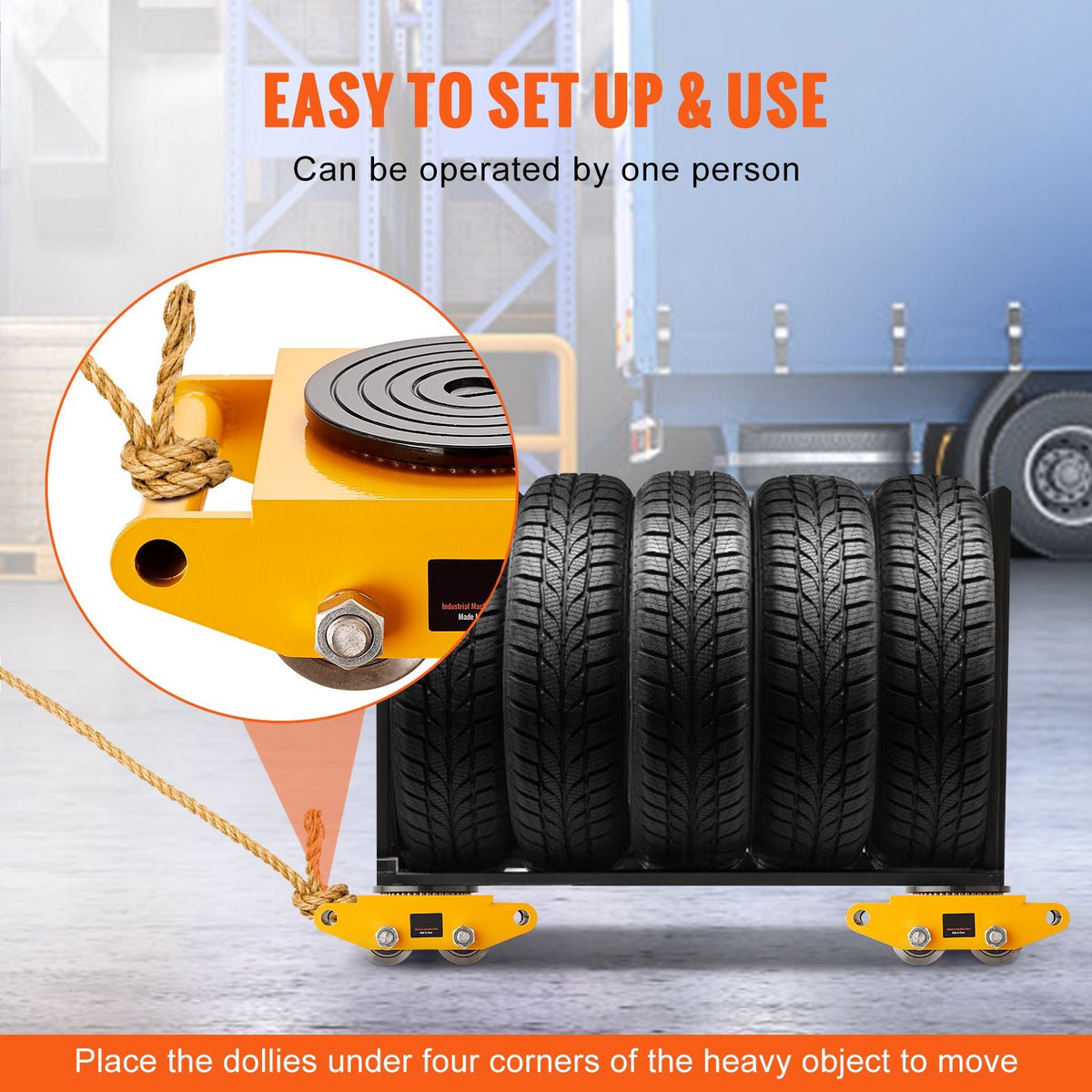 4PCS Machinery Skate Dolly, 26455LBS/12T Industrial Machinery Mover, Heavy Duty Carbon Steel Machinery Moving Skate & 4 Carbon Steel Wheels and 360° Rotation Non-slip Cap for Warehouse, Factory